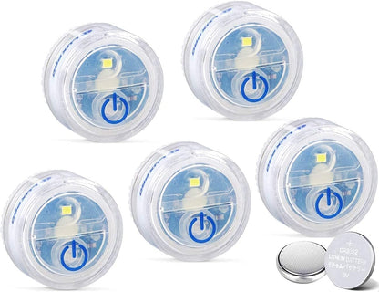 LUXPRO_Waterproof_Micro_LED_Puck_Lights_-_Adhesive_Lighting_Ideal_for_Under_Cabinets,_in_Tackle_Boxes,_or_On_Bookcases_-_Includes_Batteries_-_5_Pack