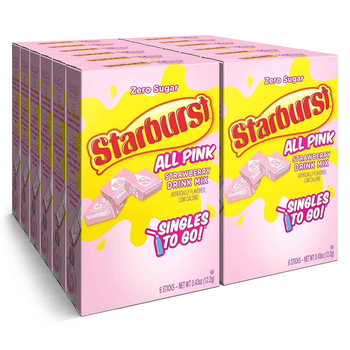 Starburst Singles To Go Strawberry Sugar-Free Drink Mix Sticks for Self-Care Hydration Stations and Home Wellness Rituals