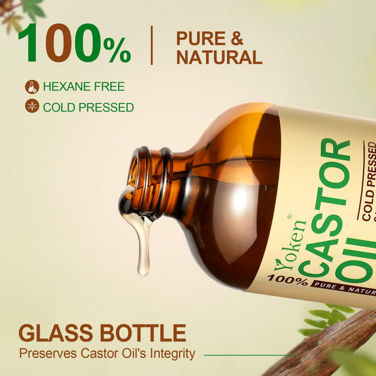 Yoken_Pure_Castor_Oil_Glass_Bottle_16_fl_oz_Natural_Cold_Pressed_Castor_oil_for_Face,_Body,_Hair,_Eyelashes_-_Hexane_Free,_Unrefined,Virgin,_Rich_Fatty_Acids_for_Castor_Oil_Pack_Skin_Moisturizer