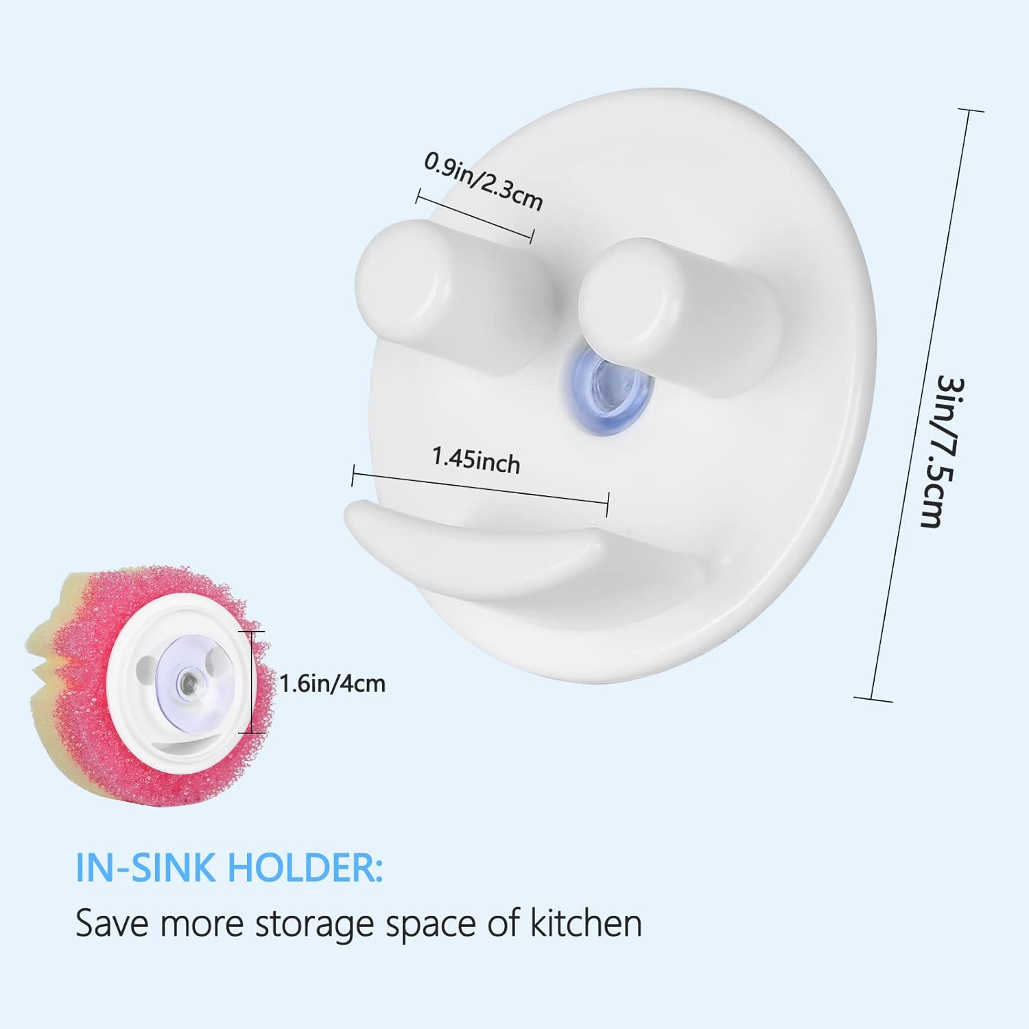 Sponge_Holder,_Sink_Caddy_for_Scrub_Sponges_with_Suction_Cup_Installation,_Kitchen/Bathroom_Sink_Sponge_Storage,_Self_Draining,_Dishwasher_Safe_for_Holding_Smiley_Sponges_(Sponges_Not_Included),1pcs_Organiser_Plastic_Rack_Smooth