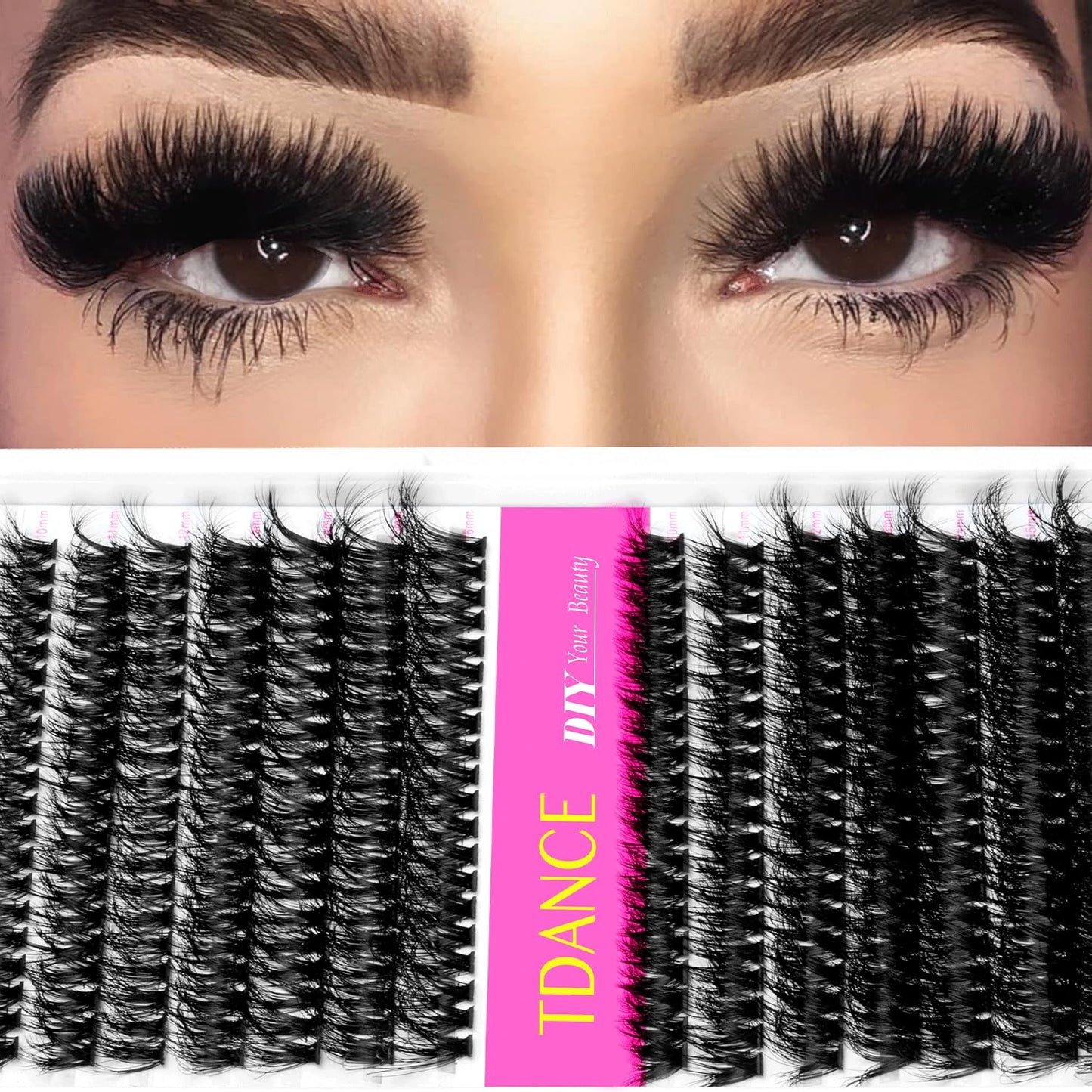 Fluffy_Eyelash_Extensions_Kit_With_280pcs_Thick_Cluster_Lashes,60D_80D_Individual_Lashes,_Lash_Bond,_Seal_Glue,_Applicator_for_Beginners(Kit-Fluffy-60D+80D-280PCS)_Makeup_Cosmetic_Eyelashes_Extensions