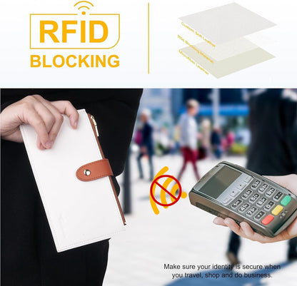Travelambo_Womens_Wallet_Slim_RFID_Blocking_Bifold_Credit_Card_Holder_Wallet_with_16_Card_Slots,_2_Zippered_Pockets