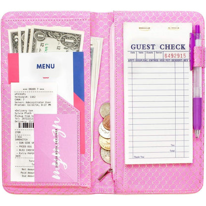 Mymazn_Server_books_for_Waitress_Wallet_Shimmer_Cute_Waitressing_Book_Waiter_Organizer_with_Magnetic_Money_Zipper_Pocket_Fits_Restaurant_Pad_Guest_Checkbook