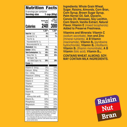 Raisin Nut Bran Cereal – Quick Desk Breakfast for Busy Commuters, No-Prep Whole Grain Cereal