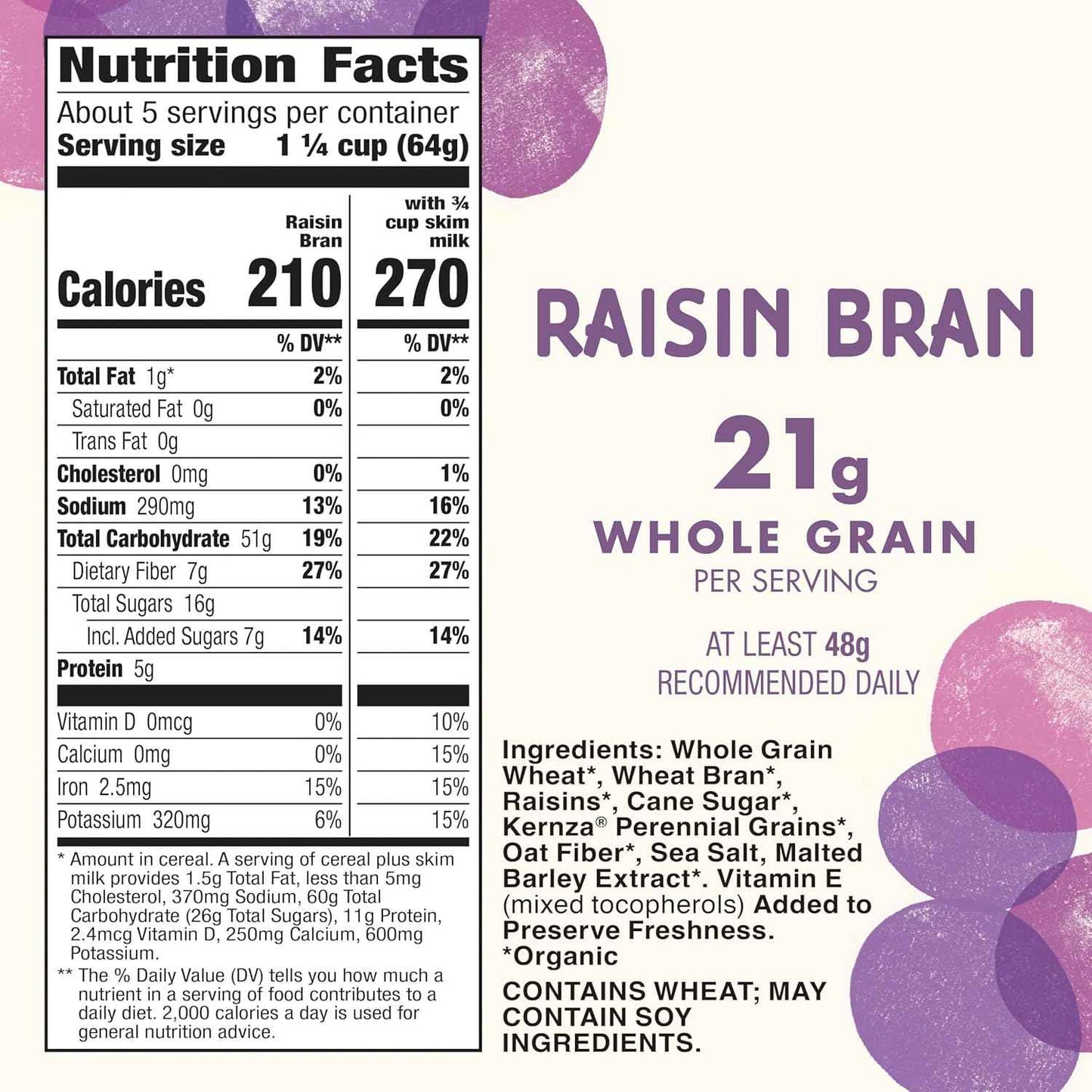 Cascadian Farm Raisin Bran Cereal – High-Fiber Breakfast Fuel for Focused Workdays