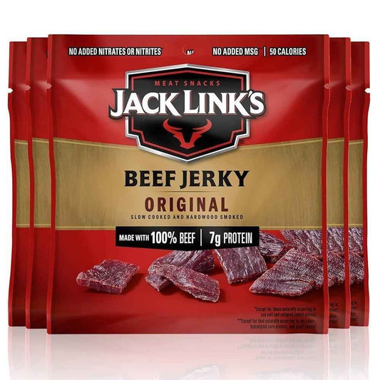 Jack Link's Original Beef Jerky Single-Serve Packs – Kid-Friendly Lunchbox Protein Snack for School Cafeteria
