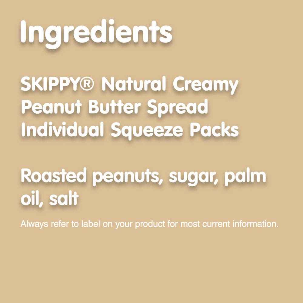 SKIPPY Natural Peanut Butter Singles – Safe, Mess-Free Snack for Kids' Lunchboxes, Daycare, and Playdates, 8 Squeeze Pouches 1.15 Oz Each