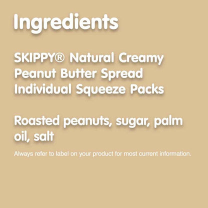 SKIPPY Natural Peanut Butter Singles – Safe, Mess-Free Snack for Kids' Lunchboxes, Daycare, and Playdates, 8 Squeeze Pouches 1.15 Oz Each