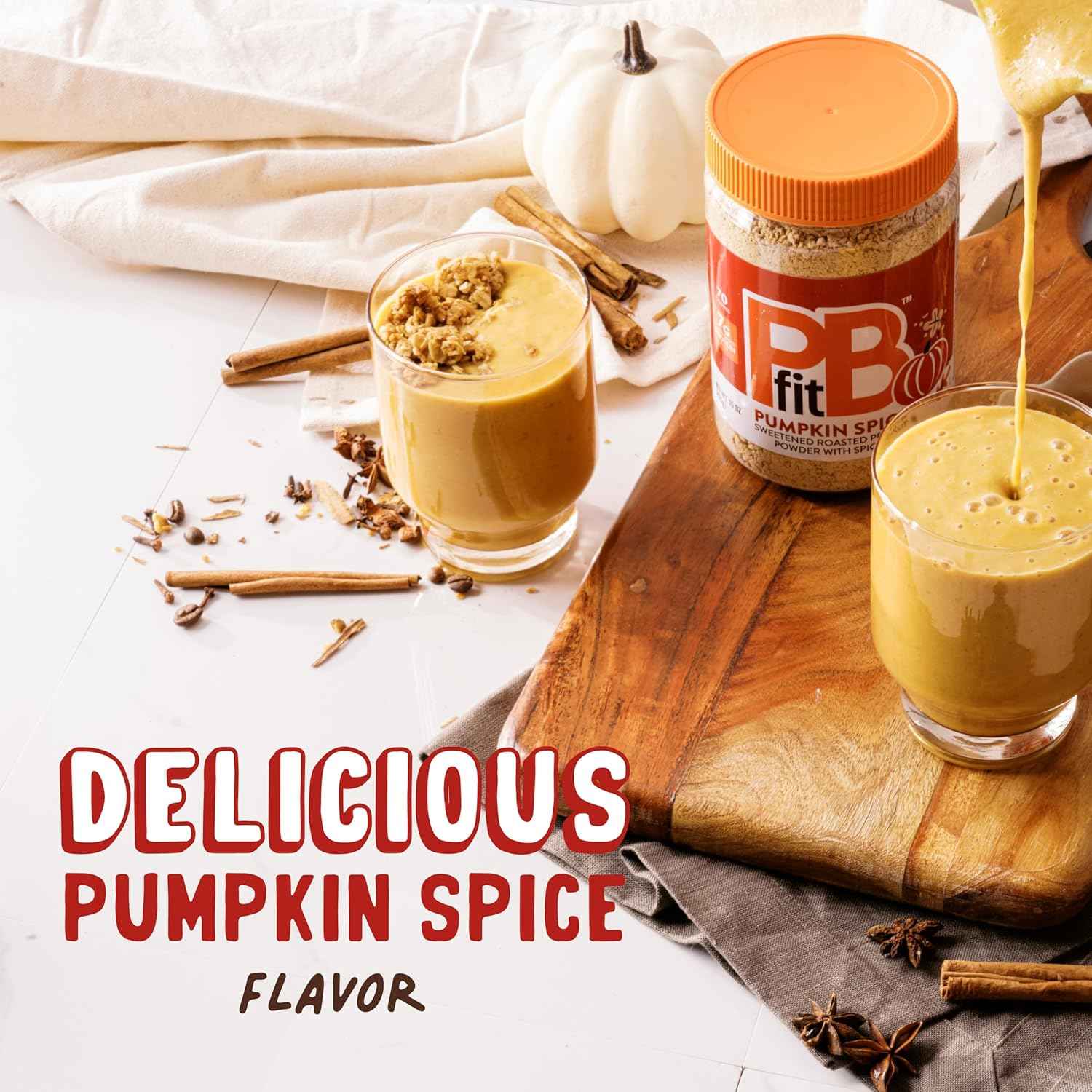 PBfit Pumpkin Spice Peanut Butter Powder for Wellness Routines, Low-Fat Protein Powder for Smoothies
