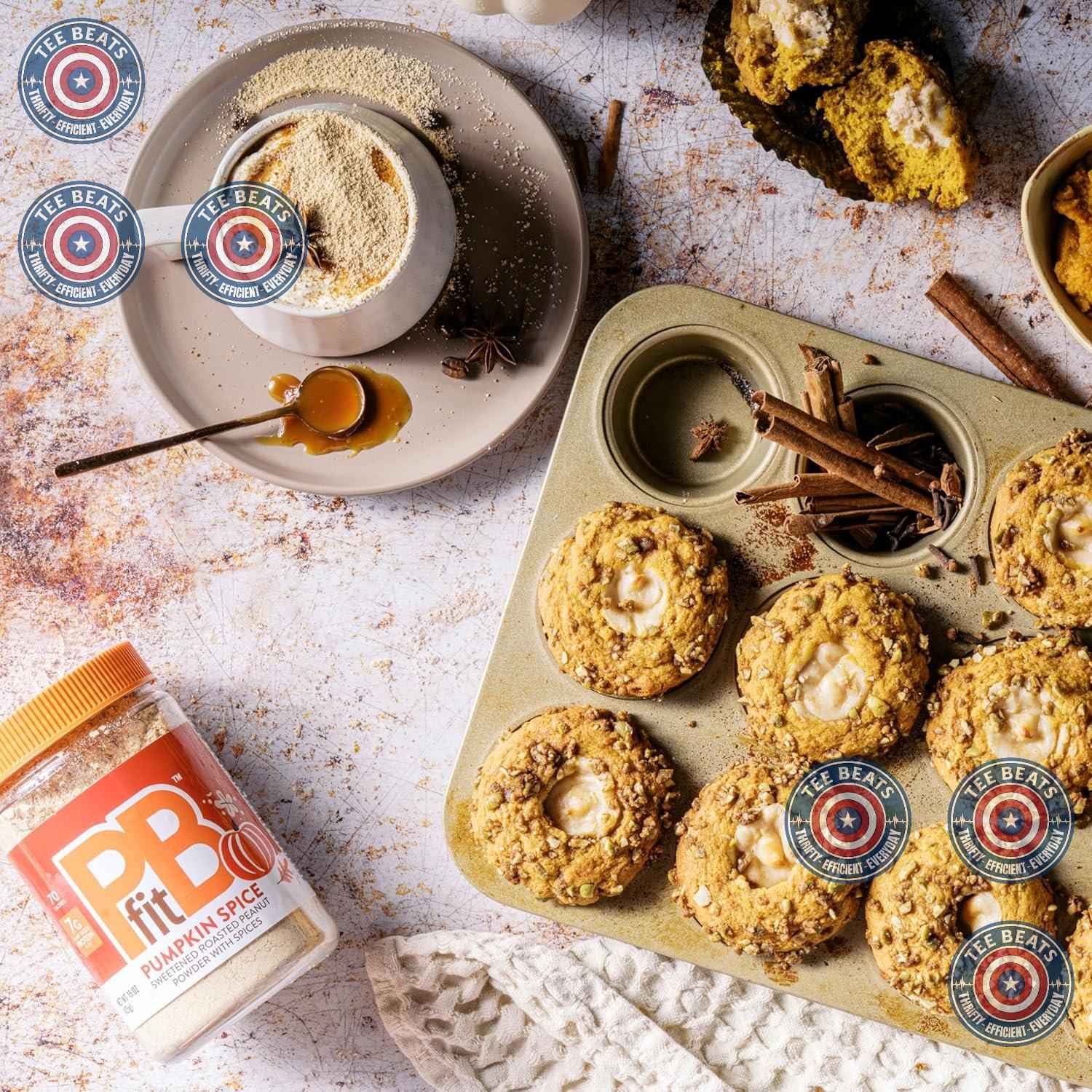 PBfit Pumpkin Spice Peanut Butter Powder for Study Break Fuel, 7g Protein in Seconds