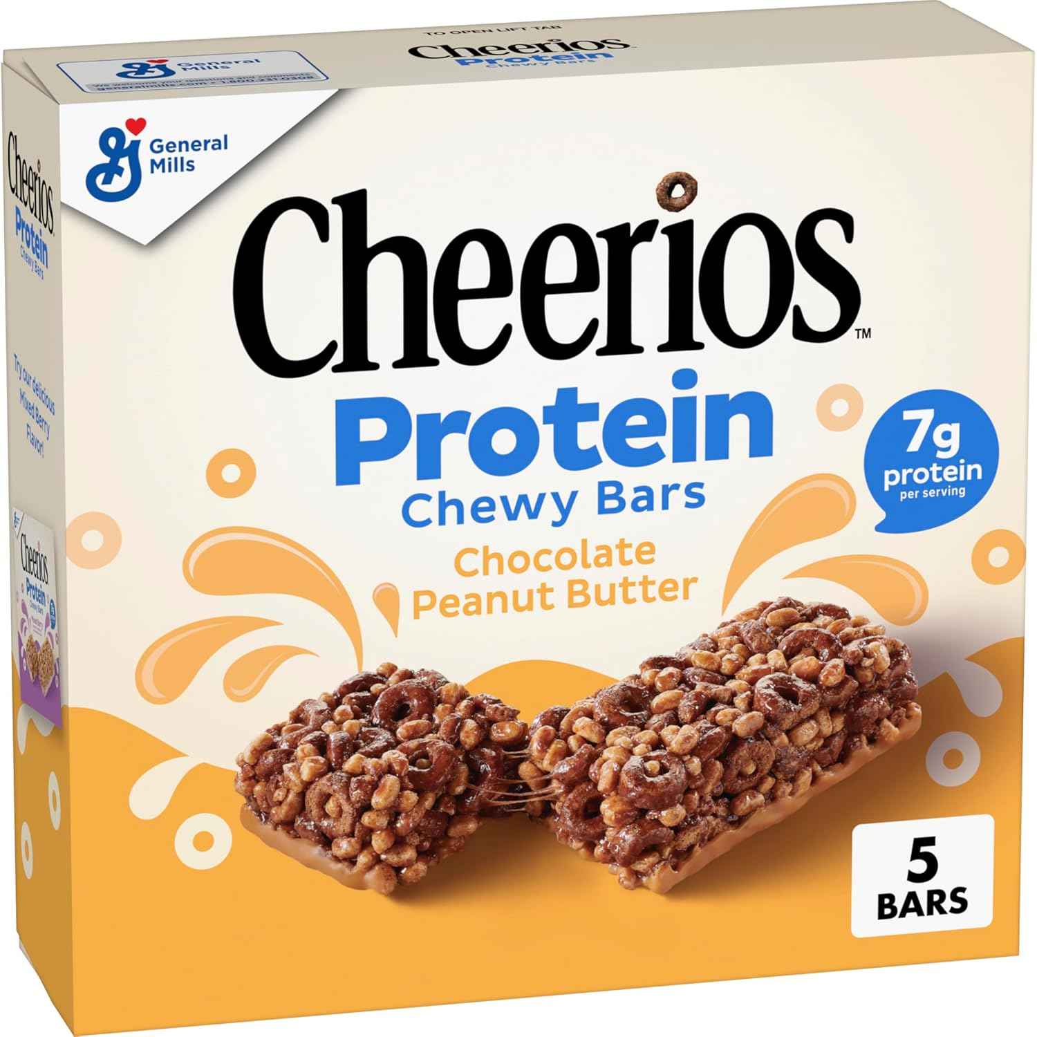 Cheerios Protein Chewy Bars Low Sweetness Snack for Blood Sugar Friendly Snacking 6.35 oz