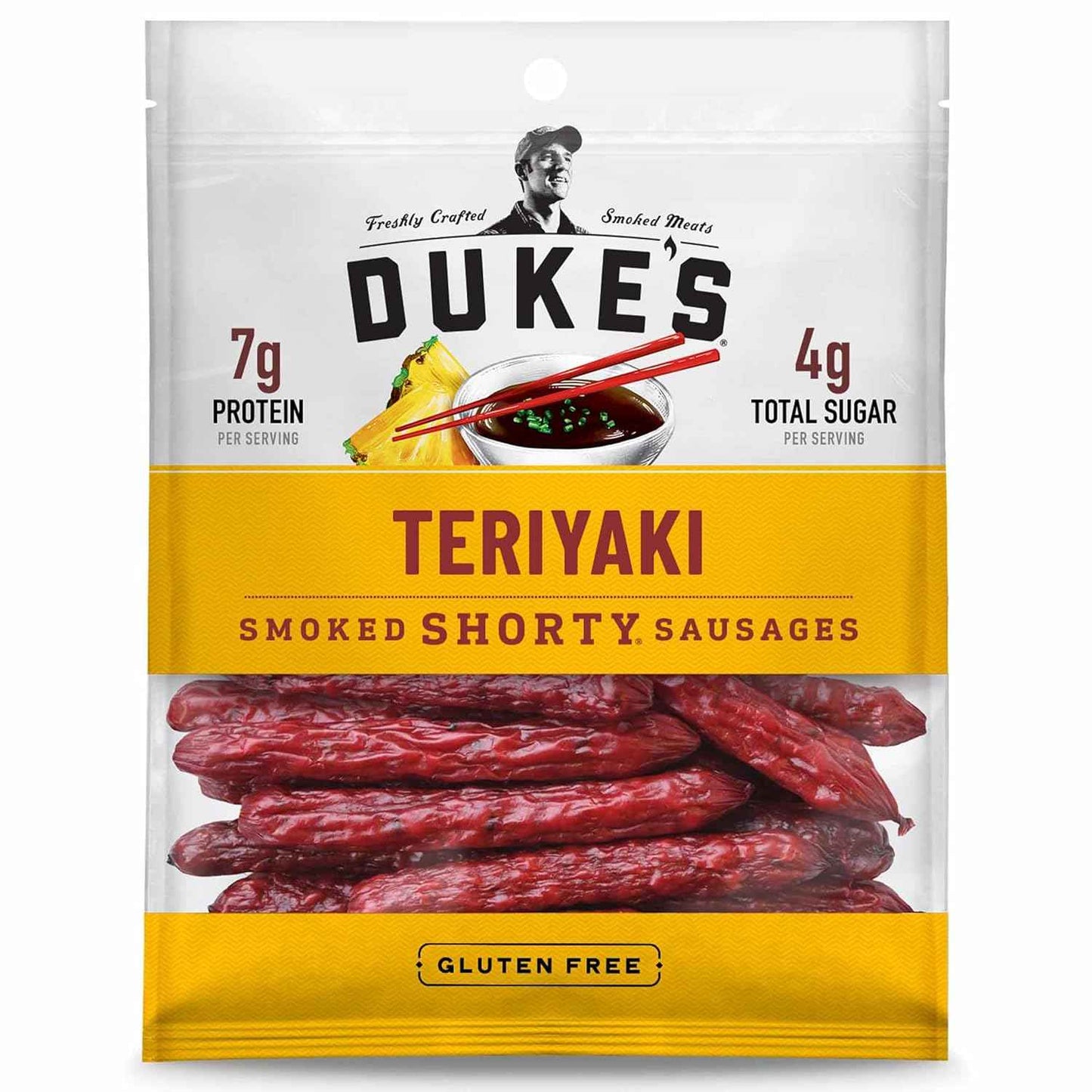 Duke's Pork Teriyaki Smoked Shorty Sausages – No-Mess Desk Snack to Power Through Afternoon Work, 5 oz