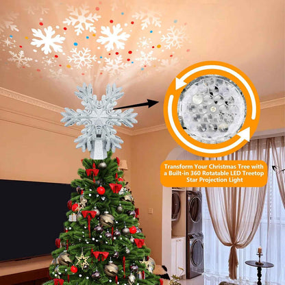 Aurora Glow Auto-Rotating Snowflake Light – No Flame, No Batteries Holiday Decoration for Family Trees