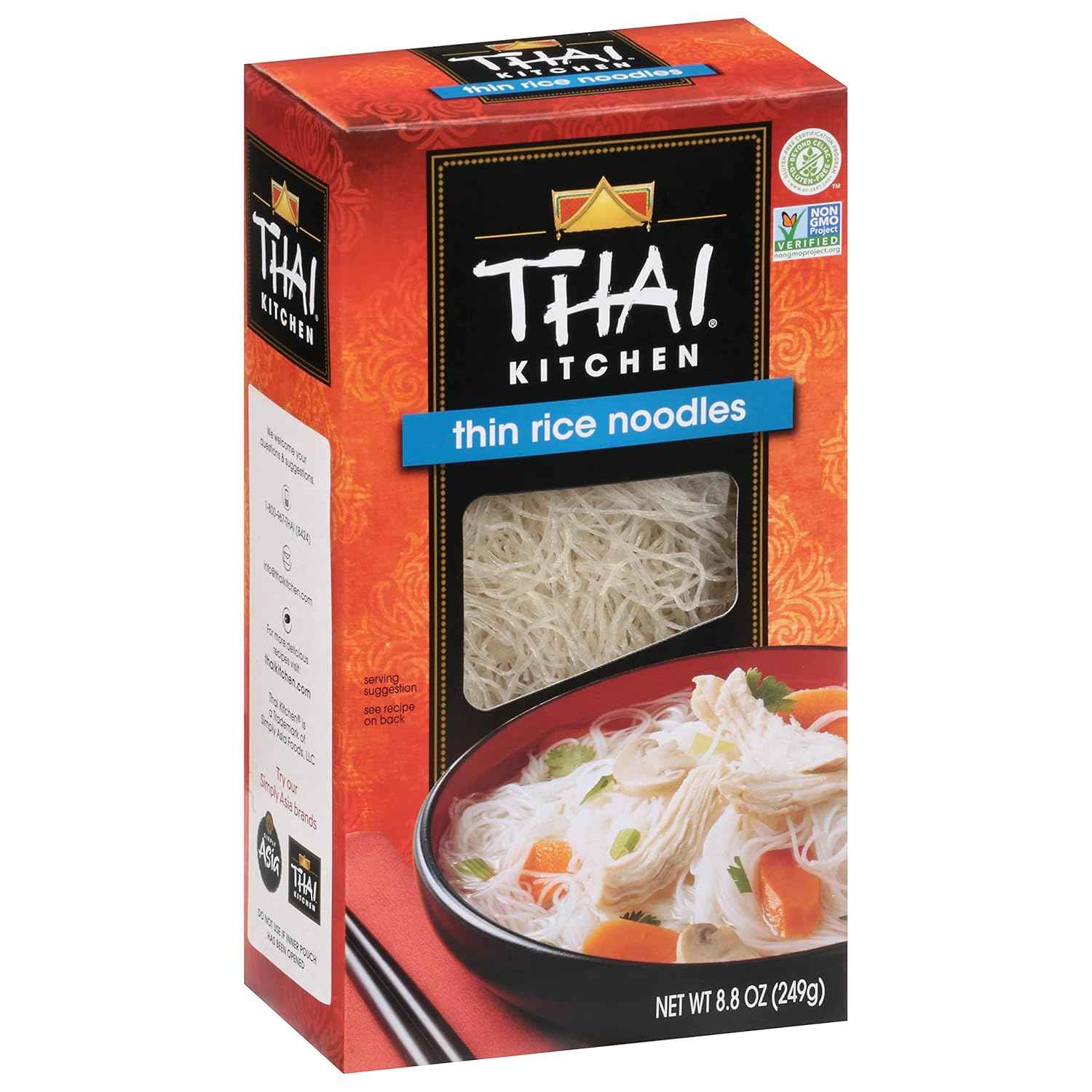 Thai Kitchen Thin Rice Noodles 8.8 oz – Light Vegan Noodle for Mindful Meal Prep and Clean Eating