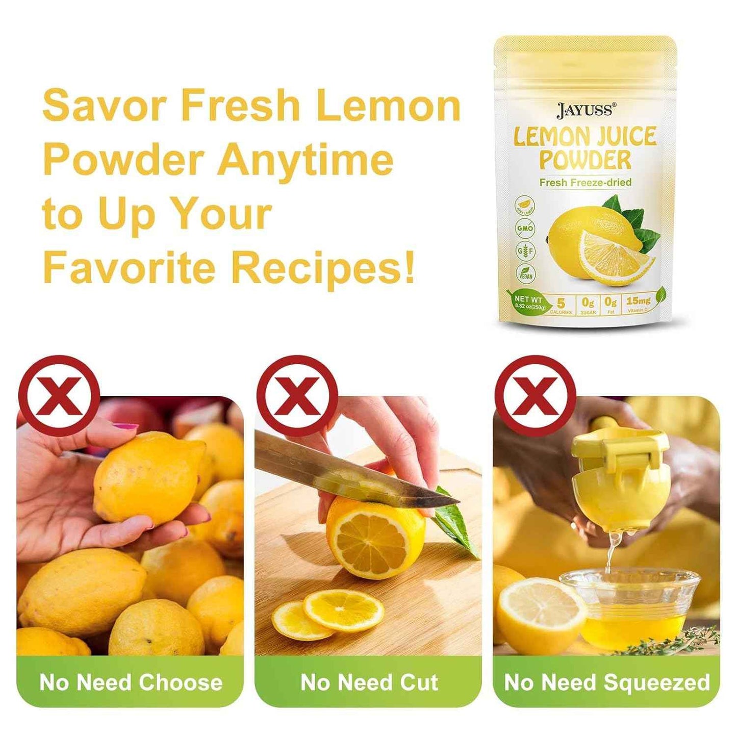 JAYUSS Lemon Juice Powder 8.82 oz – Daily Wellness Ritual for Morning Hydration and Clean Detox Drinks, 250g