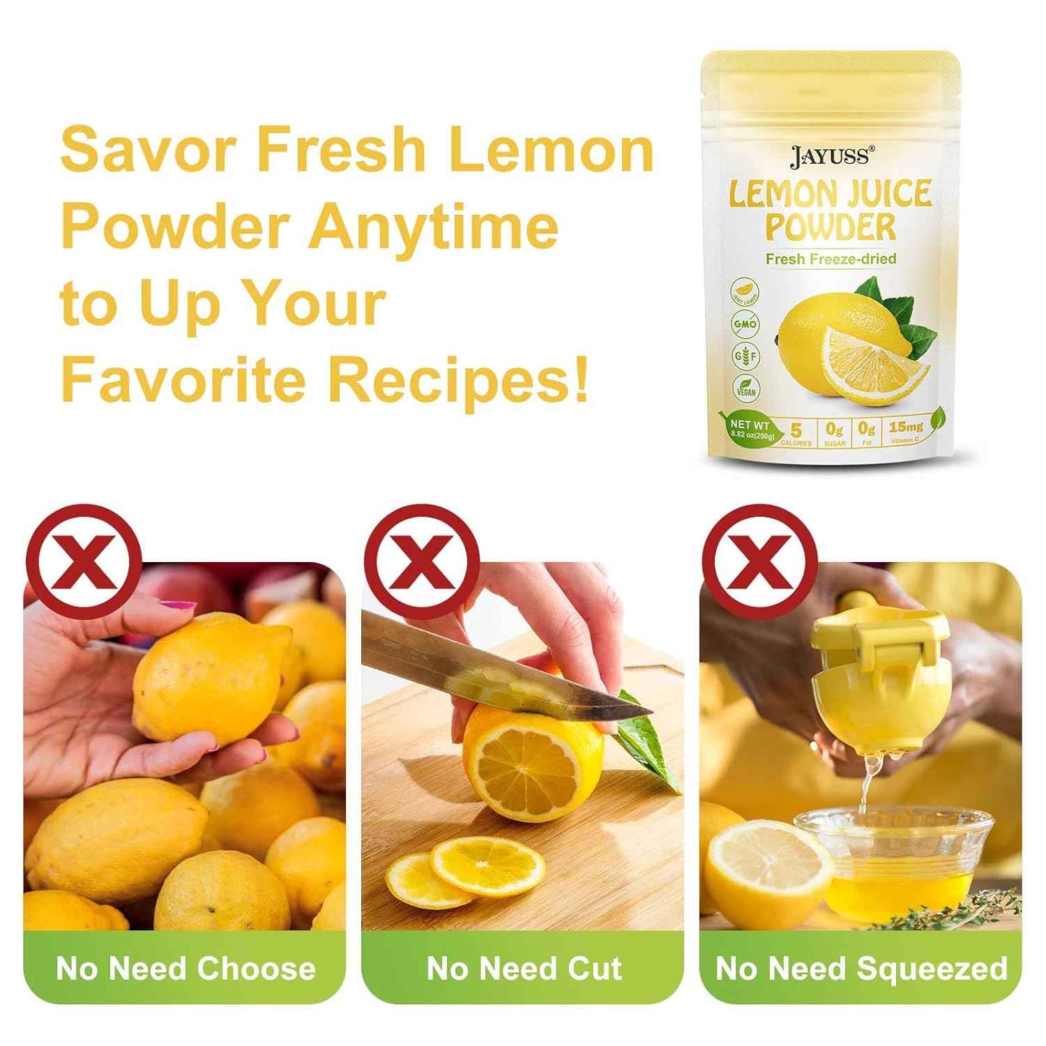 JAYUSS Lemon Juice Powder 8.82 oz – Daily Wellness Ritual for Morning Hydration and Clean Detox Drinks, 250g