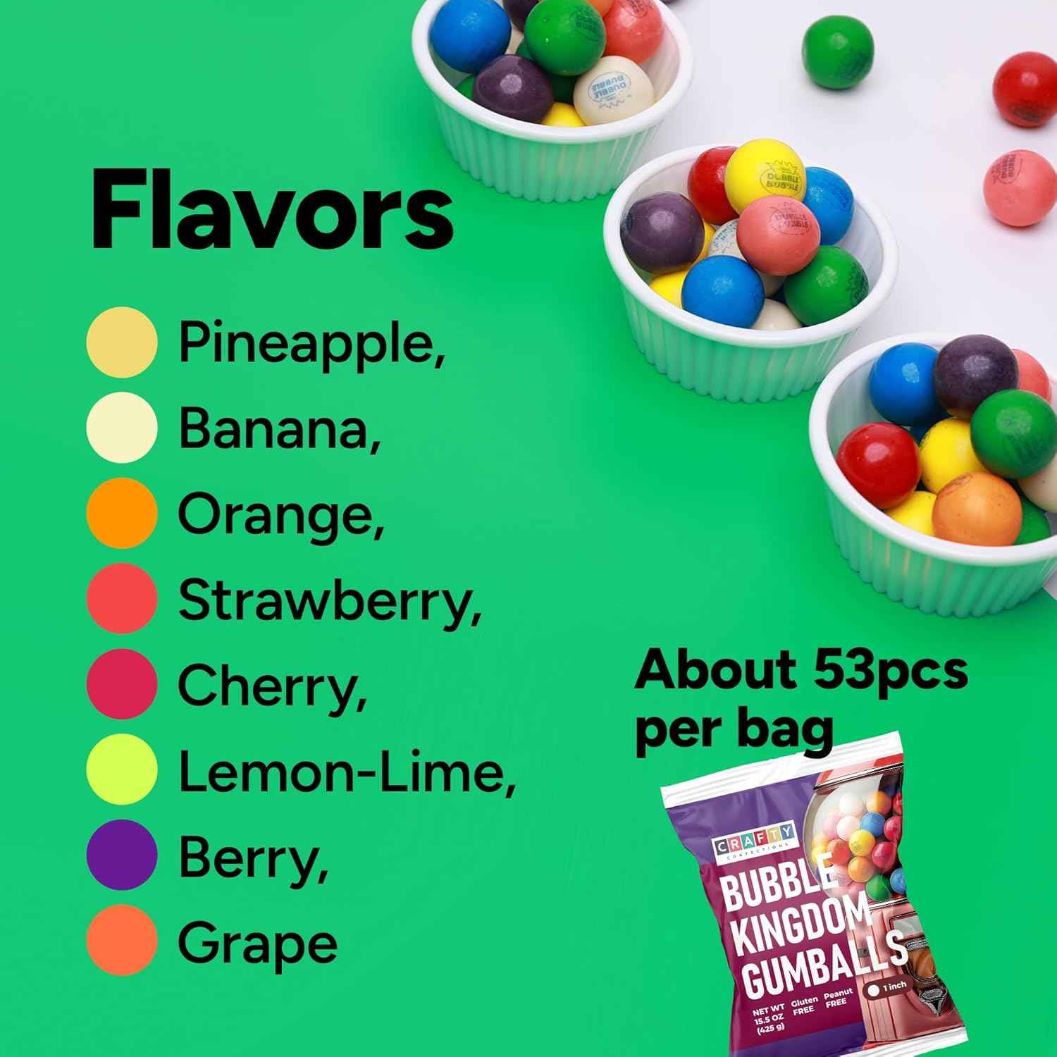 MiniMax Peanut Free Gumballs 1 Inch Chewing Gum for Kids Themed Birthday Parties and DIY Dessert Tables