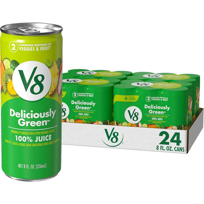 V8 +Energy Strawberry Banana 100% Fruit and Vegetable Juice for Morning Self-Care Routines, 8 fl oz Can (6 Pack) with Antioxidant Vitamins
