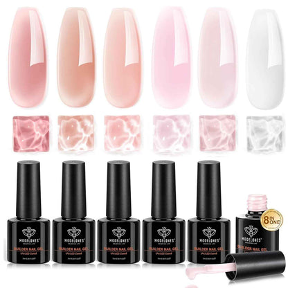 modelones Builder Gel Nail Polish – Premium At-Home Manicure Experience, Salon-Quality Nude-Pink Finish