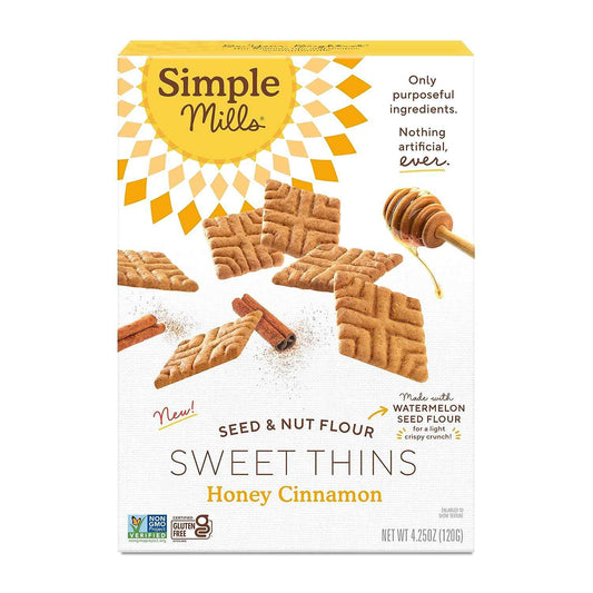 Simple Mills Snack Packs Honey Cinnamon Seed & Nut Flour Sweet Thins – Low Calorie Crunchy Sweet Snack for Weight Loss