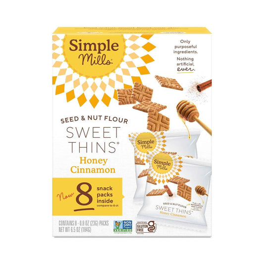Simple Mills Snack Packs Honey Cinnamon Seed & Nut Flour Sweet Thins – Portion Controlled Work From Home Snack Cookies