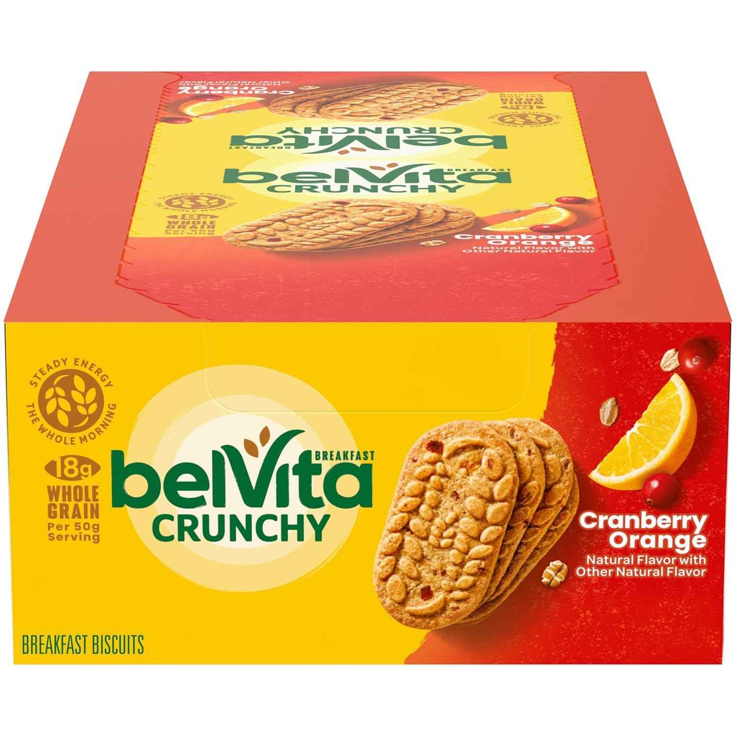 belVita Cranberry Orange Breakfast Biscuits – Grab-and-Go Commute Fuel for Back-to-Back Meetings, 14.08 oz Box