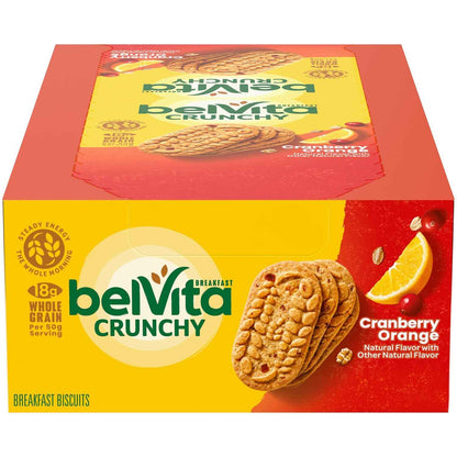 belVita Cranberry Orange Breakfast Biscuits – Grab-and-Go Commute Fuel for Back-to-Back Meetings, 14.08 oz Box