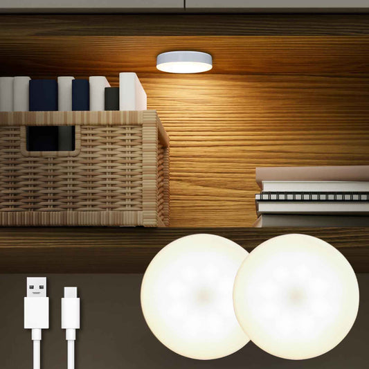 LumiPuck Rechargeable Puck Light – Warm Yellow LED for Cozy Bedroom Ambiance and Reading Nooks