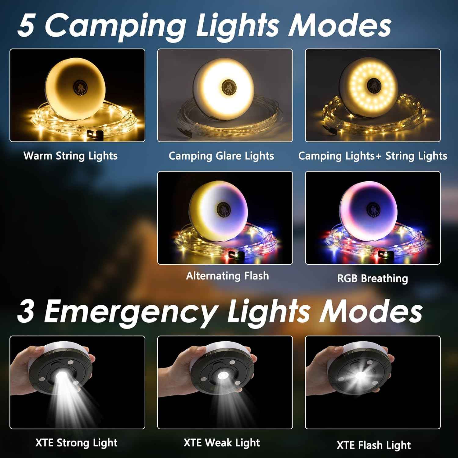 LuminTrail CampGlow Reel – Cozy Bedroom Decor 32.8FT Warm String Lights with Hidden Reel Storage & Lantern Glow