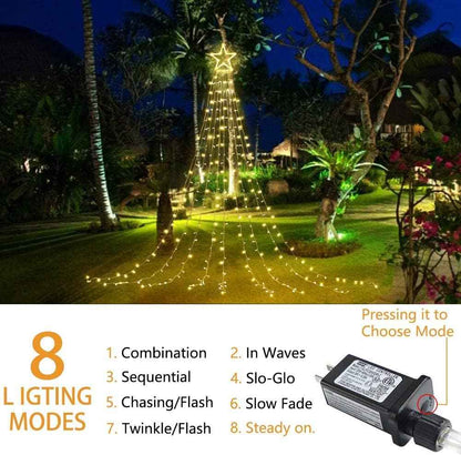 DANLI Christmas Star Lights — Ready-to-Give Holiday Gift for Neighbors and Friends, 320 LED Waterproof Outdoor Star with Timer