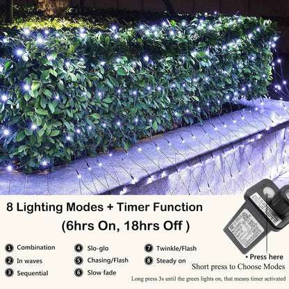iBaycon 4ft x 6ft Christmas Net Mesh Lights – Waterproof Outdoor Bush and Hedge Lights with 8 Modes and Timer for Patio and Garden