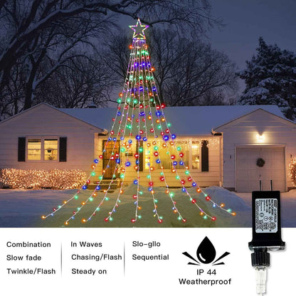 Brightown Cascading Star Lights – Durable 320 LED Set for Backyard Holiday Displays and Outdoor Party Ambiance