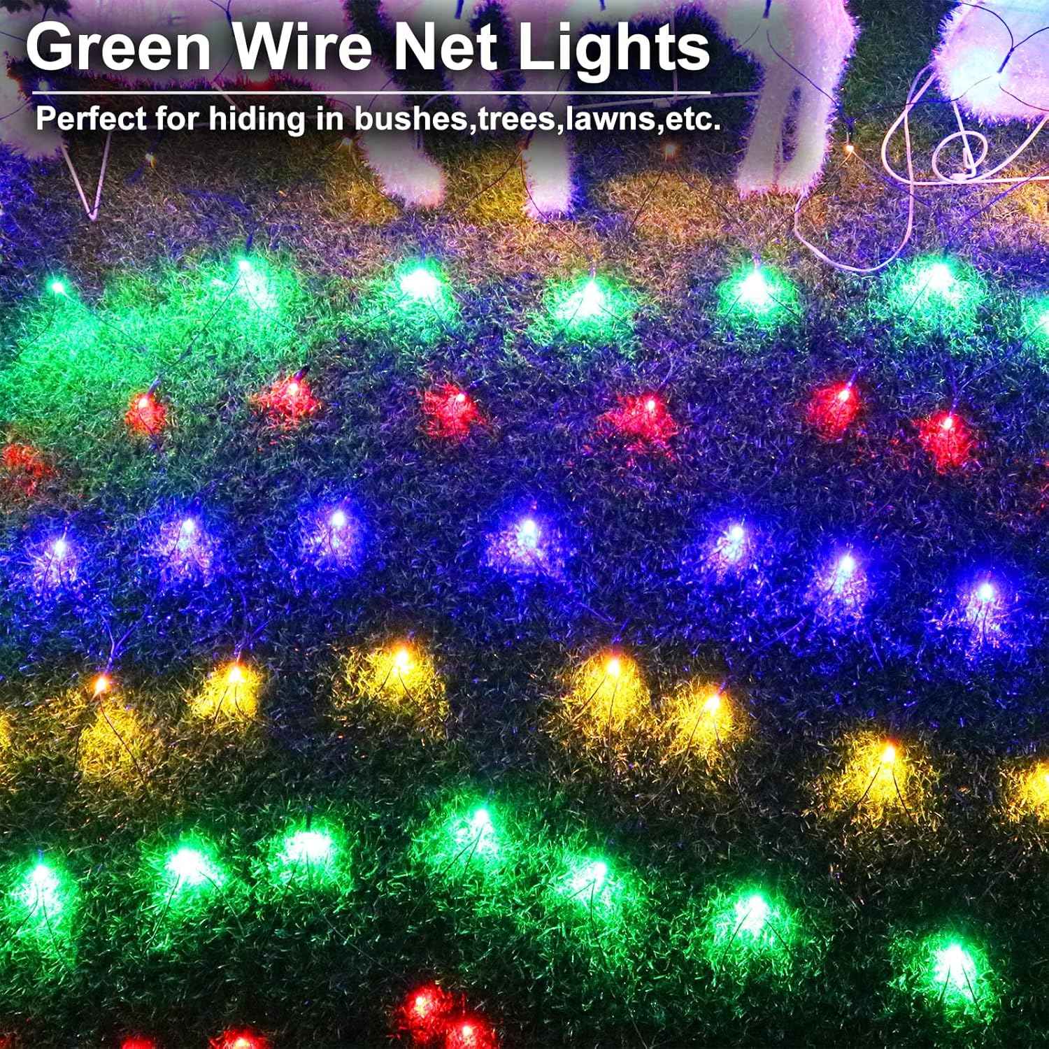 YAOZHOU Solar Christmas Net Lights – Flameless, Cool-to-Touch LED Mesh Safe for Kids, Pets & Bedrooms