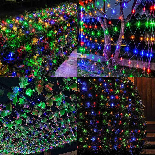 WATERGLIDE Outdoor Christmas Net Lights 12ft x 5ft 360 LED UL Certified 30V Low-Voltage Mesh for Family Yard and Play Area