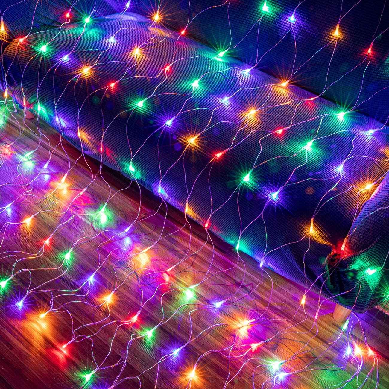 AWQ Outdoor Net String Lights 200 LED 9.8ft x 6.6ft 8 Modes for Backyard Deck and Fence Line