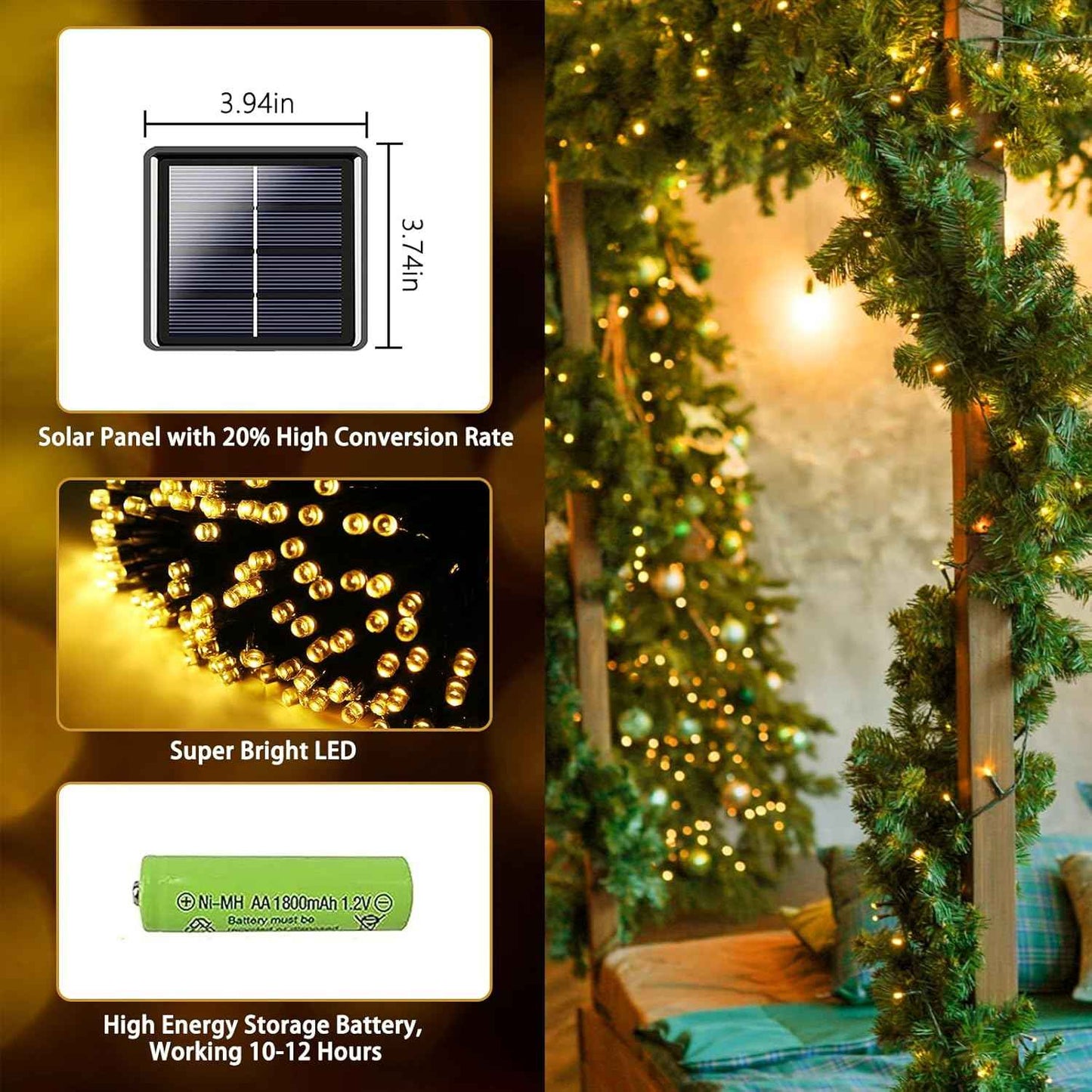 Lumivox SolarGlow – Cool White Solar String Lights, Clean Modern Lighting for Minimalist Spaces