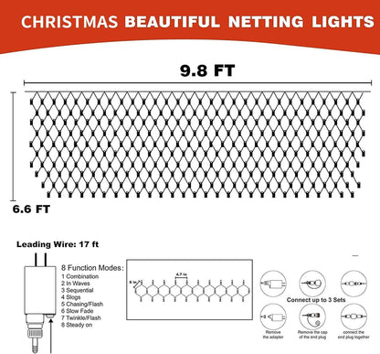 FUNPENY Net Lights – 200 LED Clear Wire Mesh for Cozy Living Room and Mantel Holiday Aesthetic