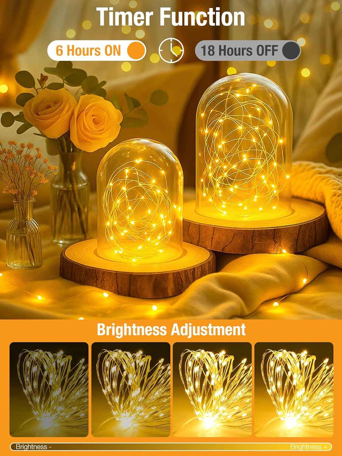 btfarm String Lights – Living Room Aesthetic Accent with Flexible Silver Wire and Timer