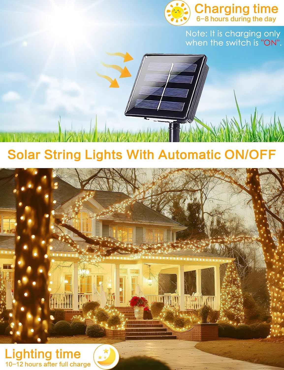 LuminaGlow Solar Fairy Lights – Camping and Outdoor Dining Decor, 80FT 200 LED, Dusk-to-Dawn Auto
