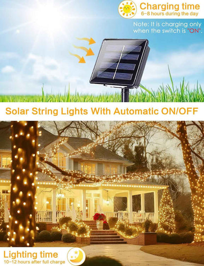 LuminaGlow Solar Fairy Lights – Camping and Outdoor Dining Decor, 80FT 200 LED, Dusk-to-Dawn Auto