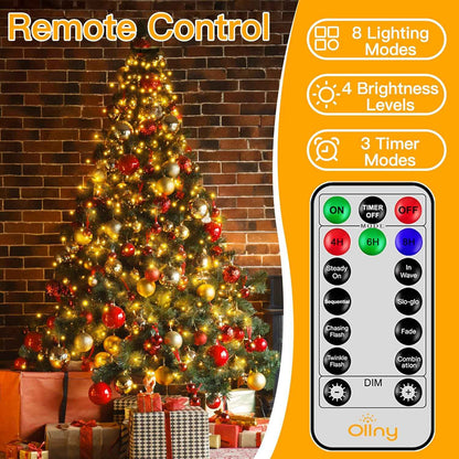Ollny Christmas Tree Lights – Child and Pet Safe with 29V Low Voltage Cool-Touch PVC Wiring