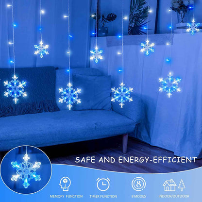 Minimax Icicle Snowflake Fairy Lights – Garden Fence and Gazebo Decor, 26ft End-to-End Expandable Outdoor String