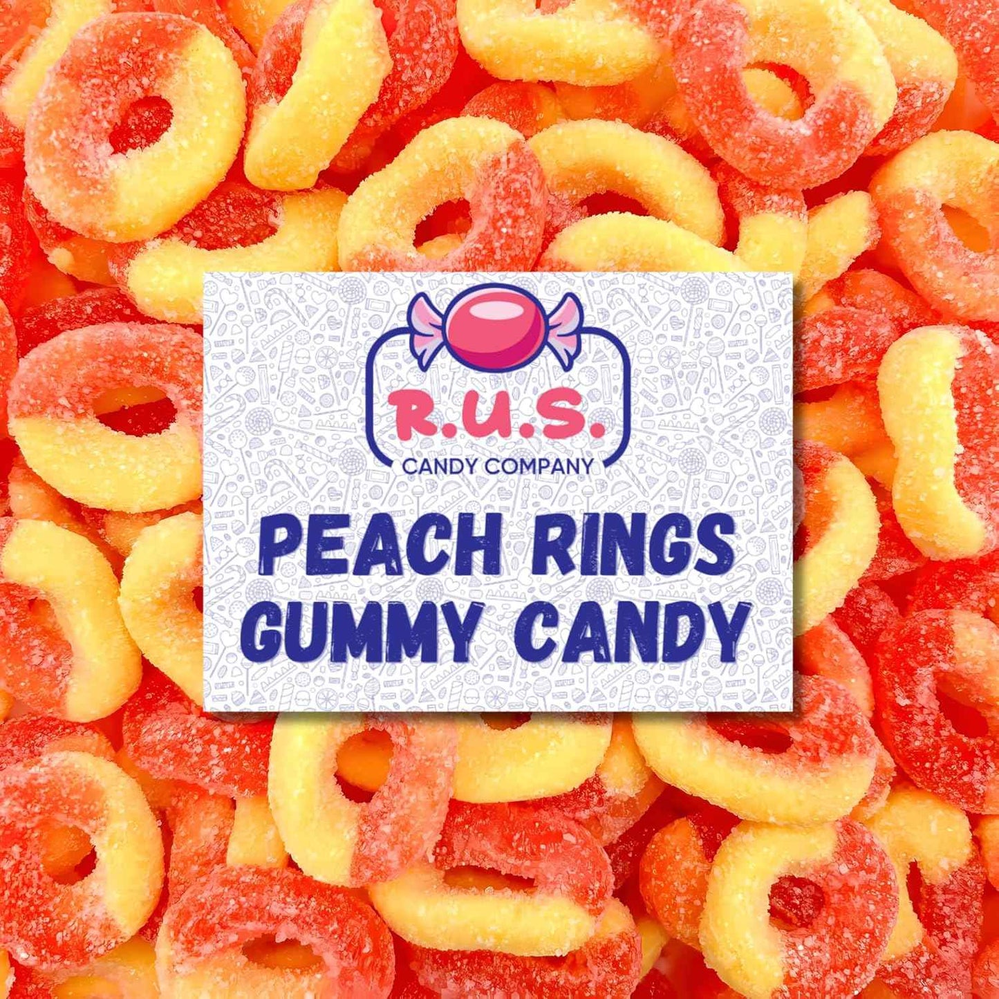 RUS Candy Company Peach Ring Gummies 8 oz Bag – Gluten-Free Fat-Free Indulgent Treat for Mindful Snacking