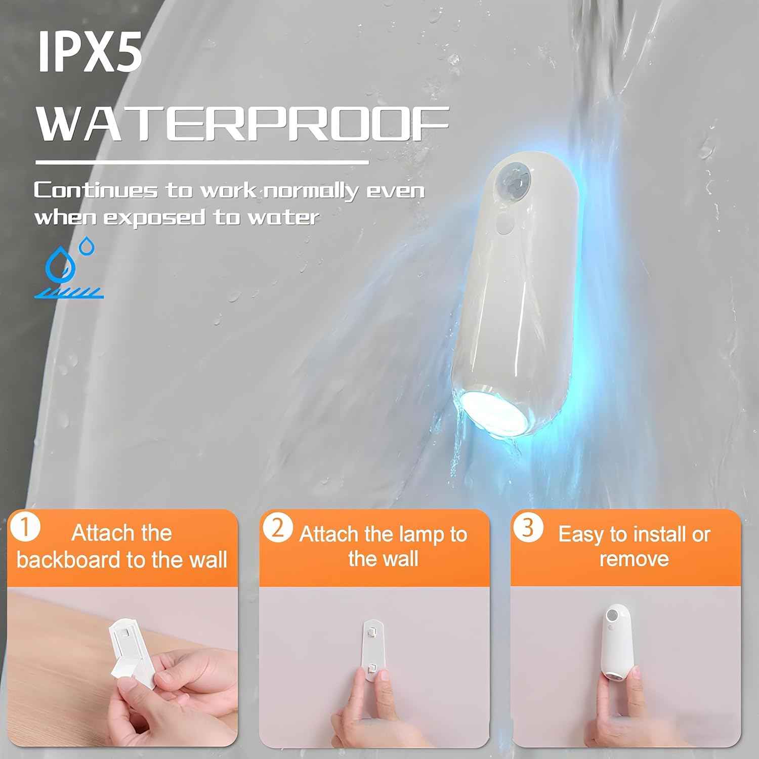 Toilet Night Light 8 Color Modes – Stylish Bathroom Accent Light, Motion Sensor Rechargeable LED