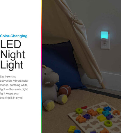 GE Color Changing LED Night Light for Kids – Nursery Plug-In with Dusk to Dawn Sensor and Cool Touch Safety