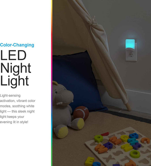 GE Color Changing LED Night Light for Kids – Nursery Plug-In with Dusk to Dawn Sensor and Cool Touch Safety