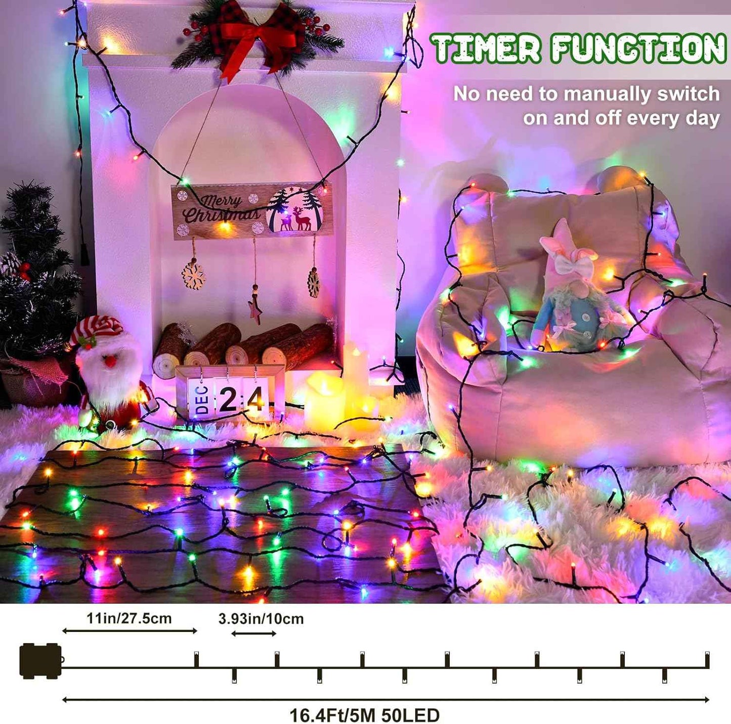 Lumabelle Battery String Lights – Portable Camping and Backyard Glow, 32.8ft 2-Pack Multicolor