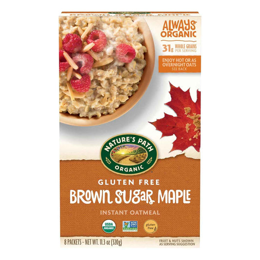 Nature's Path Organic Instant Oatmeal – Safe Gluten-Free Breakfast for Celiac Kids, Brown Sugar Maple