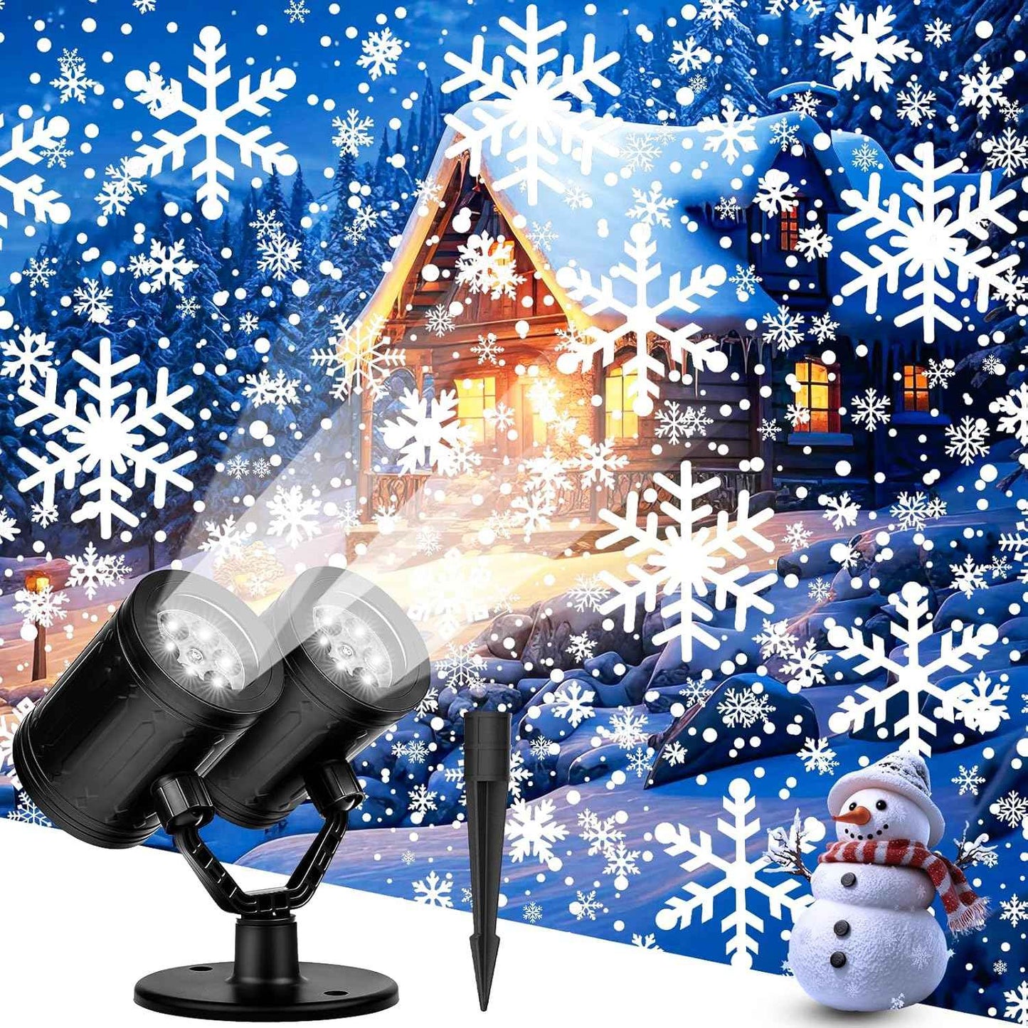 LUMIORA WinterGlow Snowflake Projector – Bedroom Decor and Ambient Wall Lighting, Timer Snowfall Effect