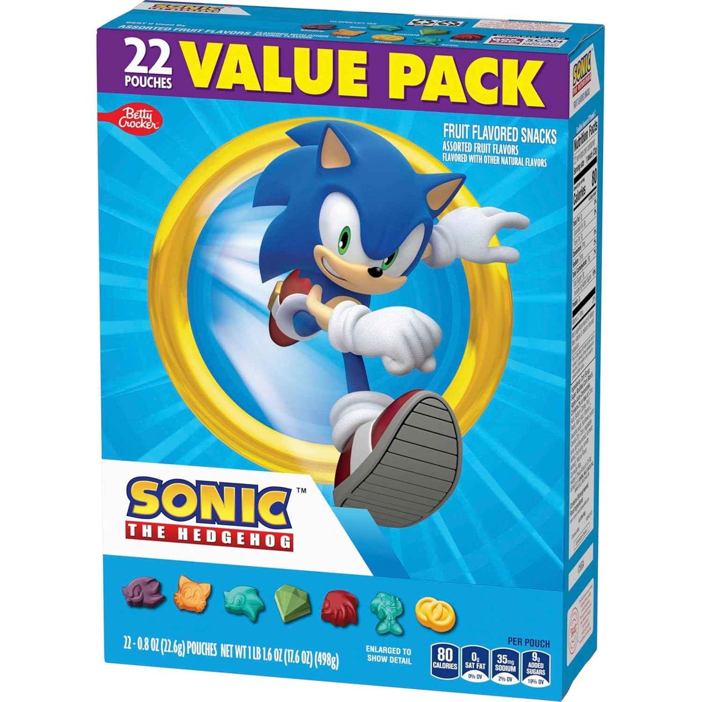 Sonic The Hedgehog Fruit Flavored Snacks – Vitamin C Rich Kids Snack Pouches for Balanced Lunchbox Routines, 22 Ct